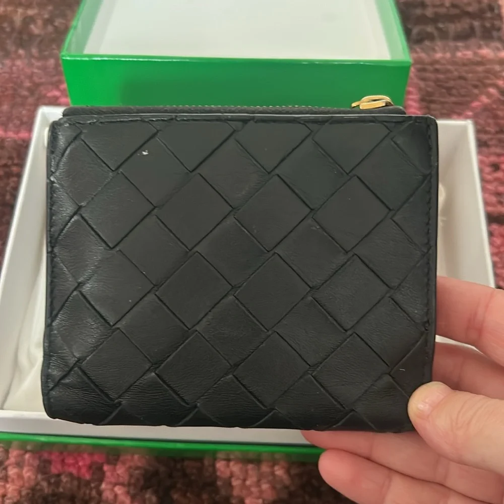 Bottega Veneta Black Intrecciato Leather Bifold Wallet with Box and Dustbag